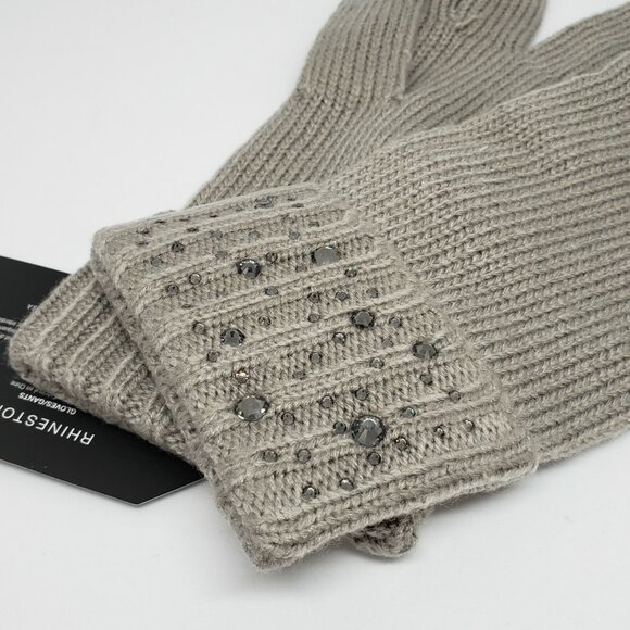 VICTORIA'S SECRET Gloves Gray Rhinestone Studded NEW - Picture 3 of 6